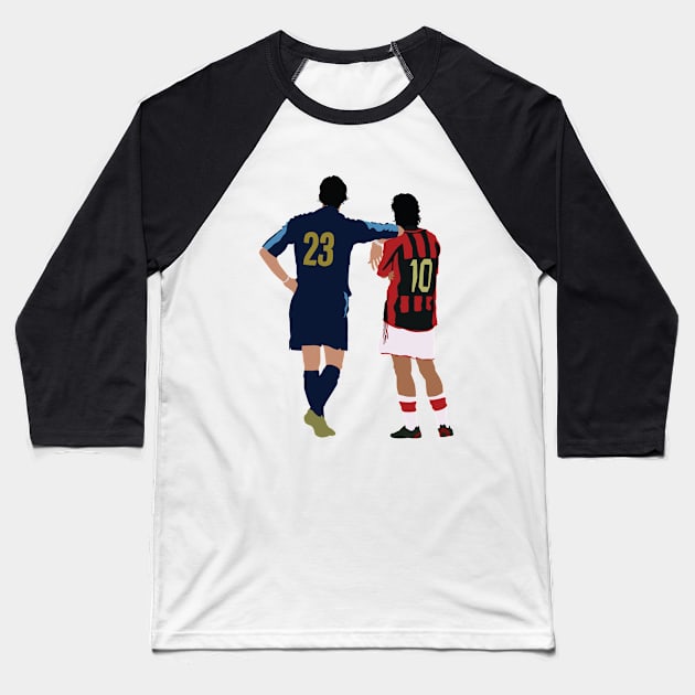 Iconic Milan Derby Rui Costa & Marco Materazzi Baseball T-Shirt by Jackshun